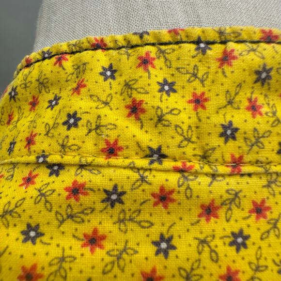 Vintage‎ 70s yellow twill floral print button up long sleeve top Size Small - Picture 14 of 16